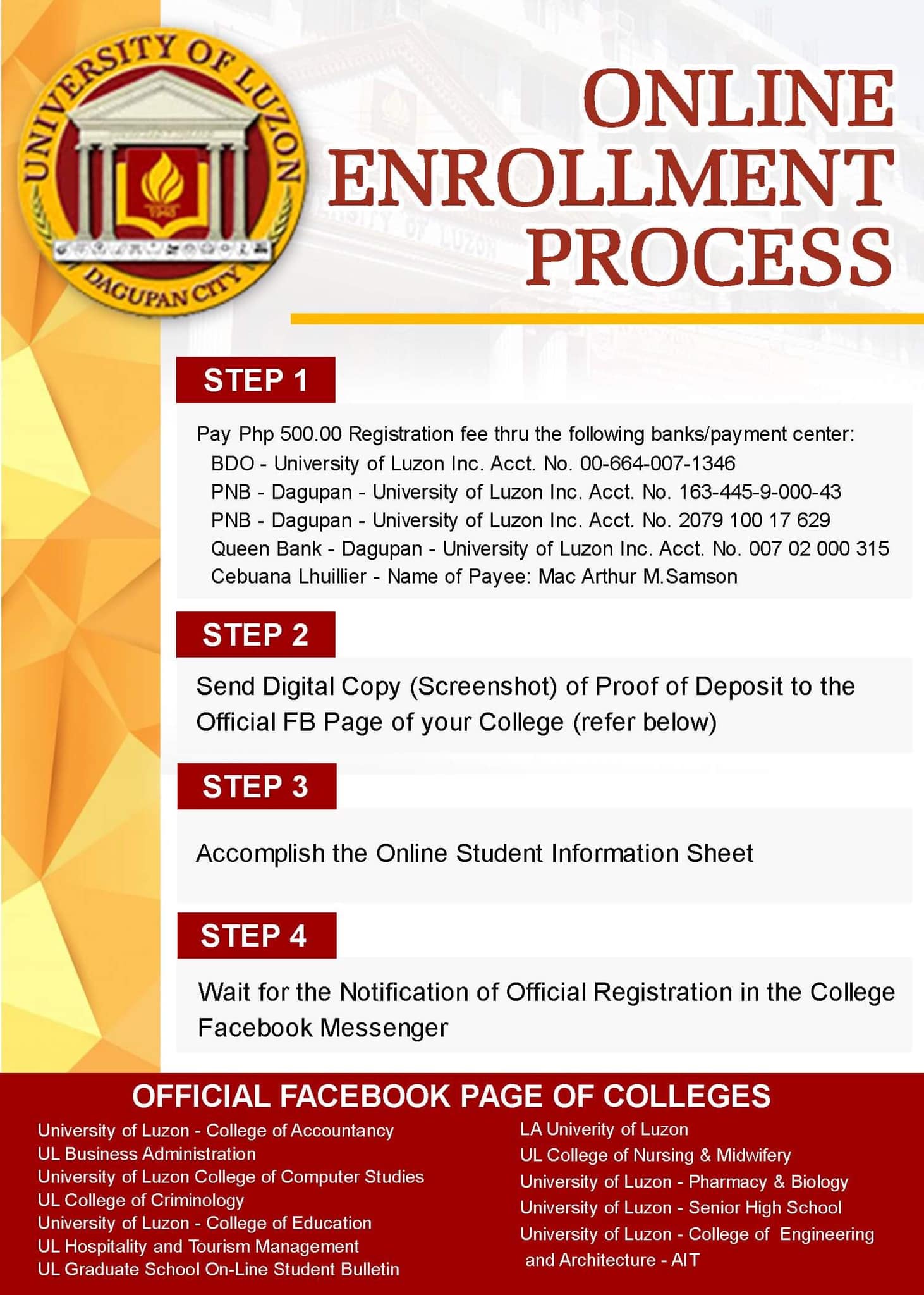 Online enrollment process